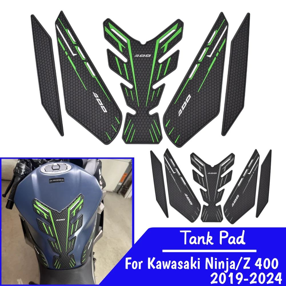 Ninja400 Z400 Tank Pad Stickers Gas Protector For Kawasaki Ninja 400 2019-2024 2023 Motorcycle Kit Knee Protection Oil Decals