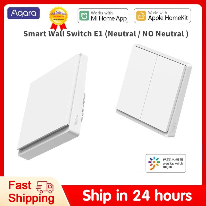 Aqara Smart Wall Wireless Light Switch E1 Zigbee 3.0 smart switch No / With Neutral Fire Wire For Xiaomi Mi Home Homekit