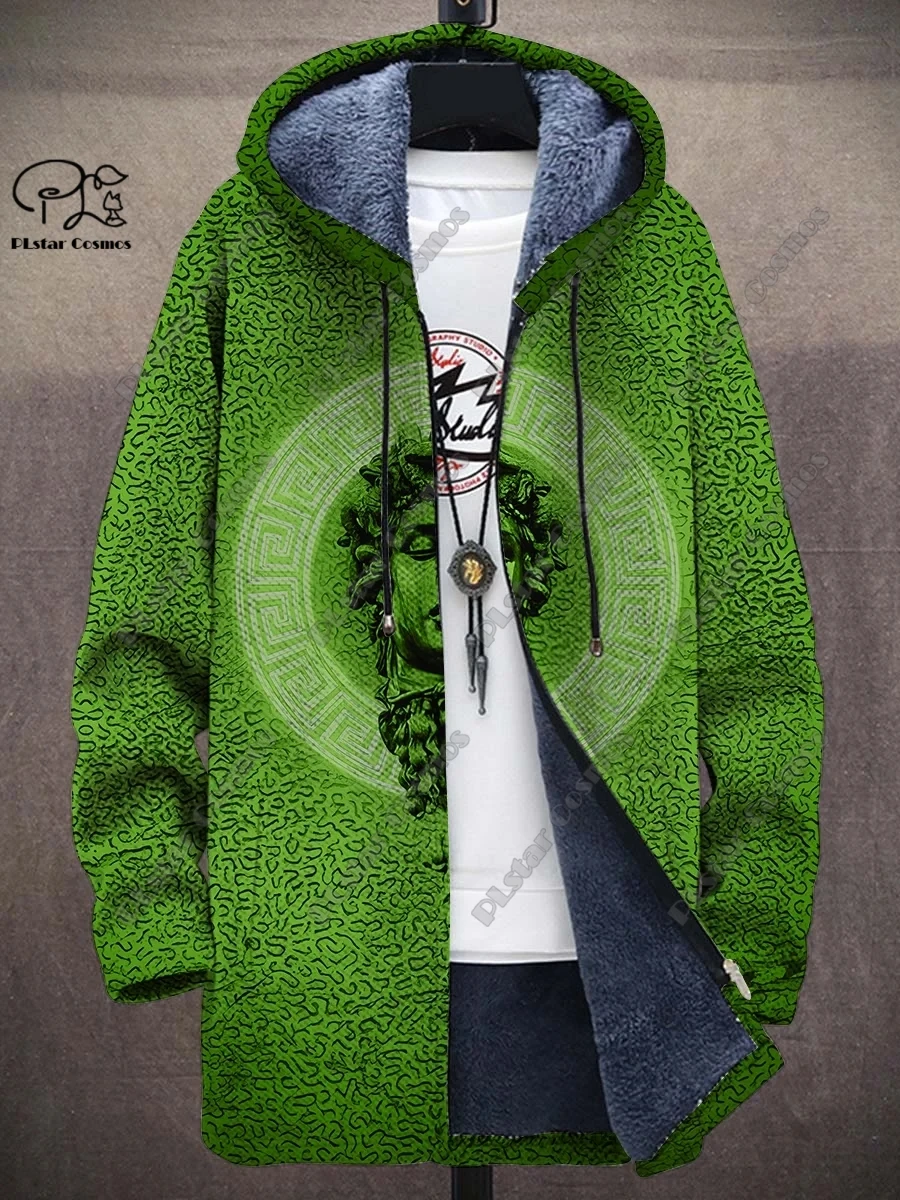 Chaqueta con capucha con estampado 3D para hombre y mujer, chaqueta cálida informal de manga larga, con estampado de arte degradado geométrico retro, de felpa gruesa, para invierno, DY-11