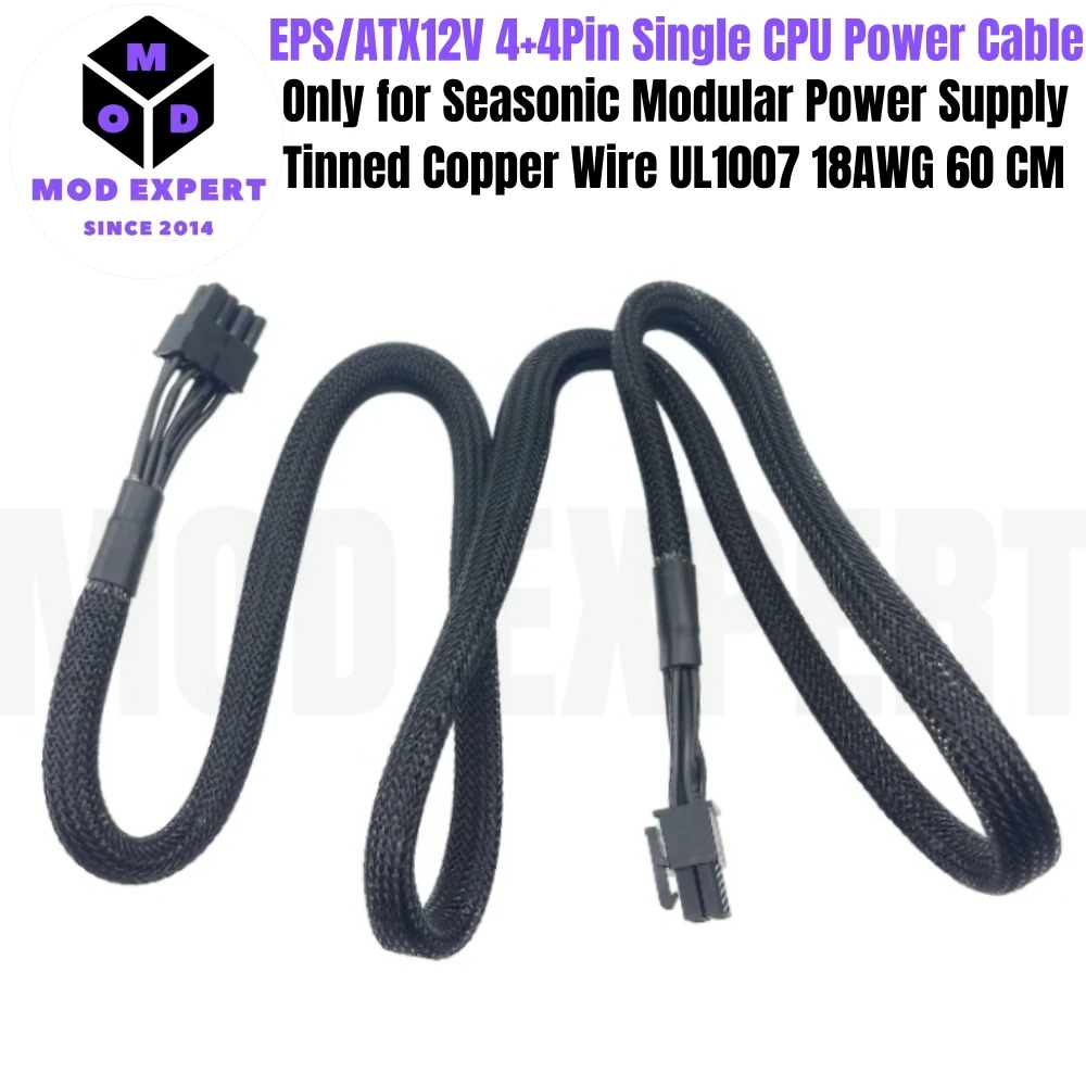 PSU 8Pin to 4+4Pin Sleeved Net, CPU Power Cable for Seasonic Prime Ultra 1600W 1300W 1000W 850W 750W 650W Titanium Modular Power