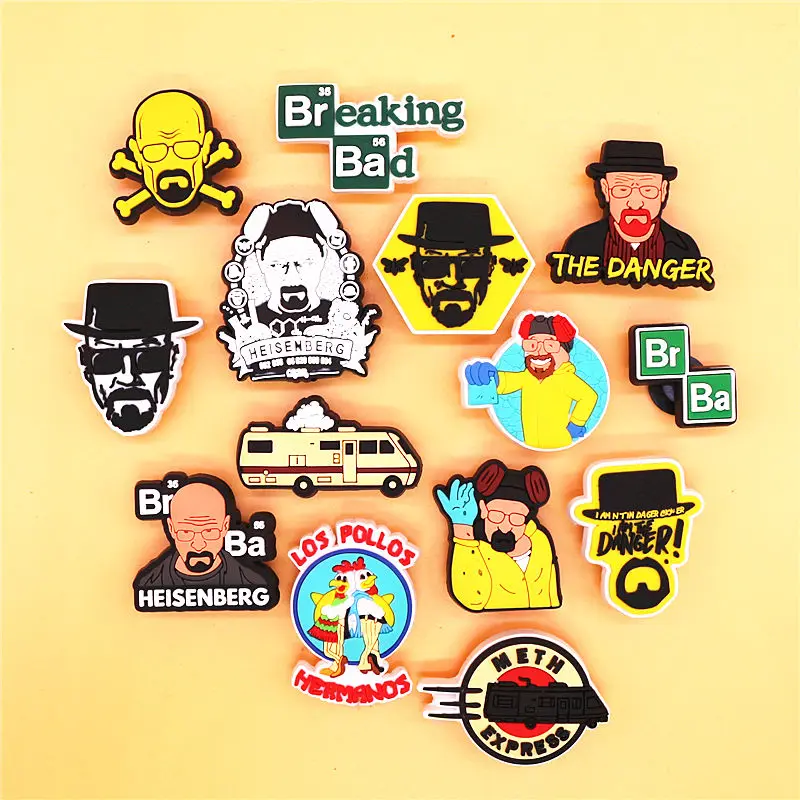 1pcs BreakingBad PVC Shoe Buckle Accessories Heisenberg Shoes Charms Hermanos Clogs Pins Upper Clips Decor Unisex Cool Gifts