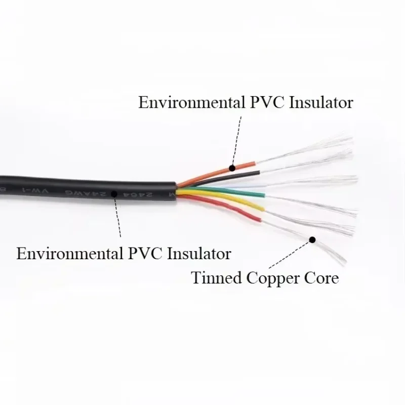 1m UL2464 Multi-Core Wire Black/White 30 28 26 24 22 20 18 16 14AWG PVC Channel Sheath 2~10 Cores Insulated Signal Control Cable