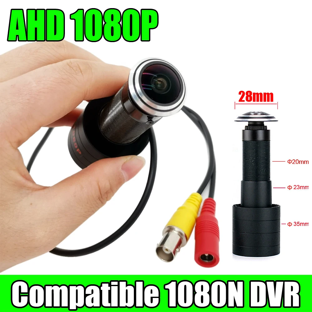 1.7mm panorama Fish-Eye 1080P Door Cat Eye Metal Color Wide View CCTV Door AHD Camera Viewer Adjustable For Home Security 2MP