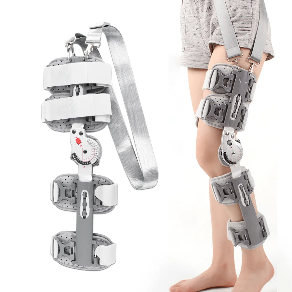 Nylon Alloy Knee Brace Support Joint Fixation Bracket Adjustable Hinged Knee Patella Brace Injury Recovery Leg Fracture Support