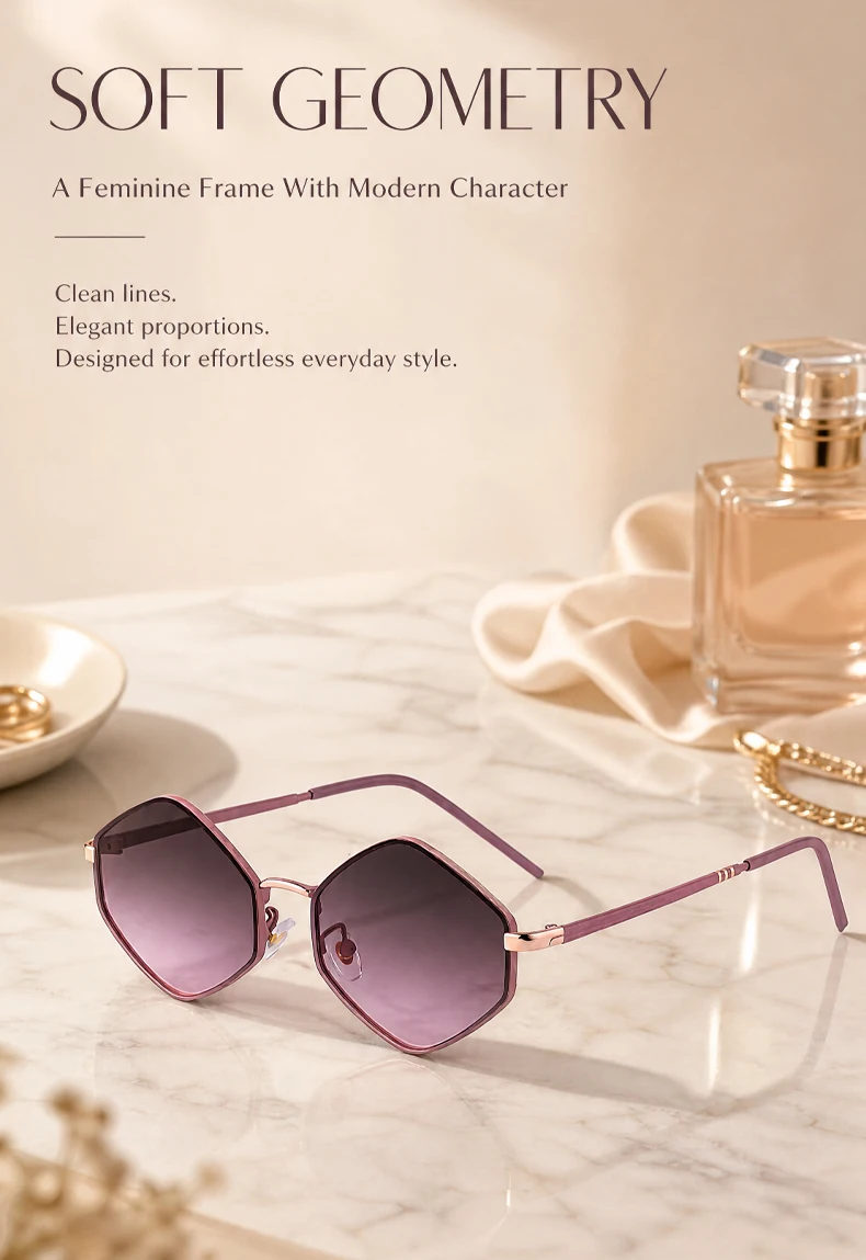 Kleine Sechseckige Punk-Sonnenbrille für Damen 2026 Luxusmarke Klassische Steampunk Polygon-Sonnenbrille für Damen Vintage-Schattierung – Detail 2