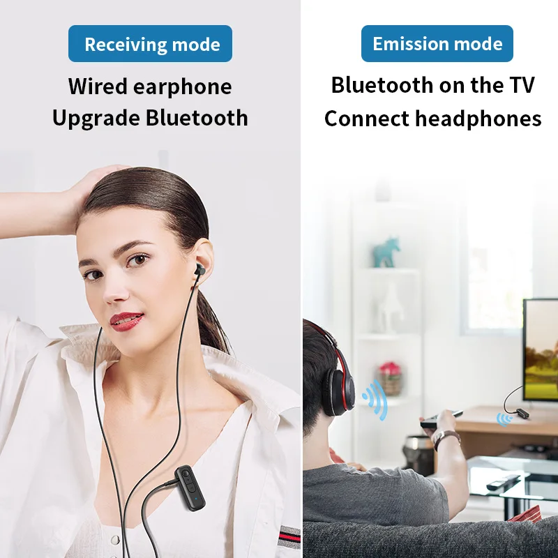 Bluetooth 5.3 Audio Receiver Transmitter 3.5mm AUX With Mic Wireless Lavalier Adapter Music Stereo For Earphones PC TV Car