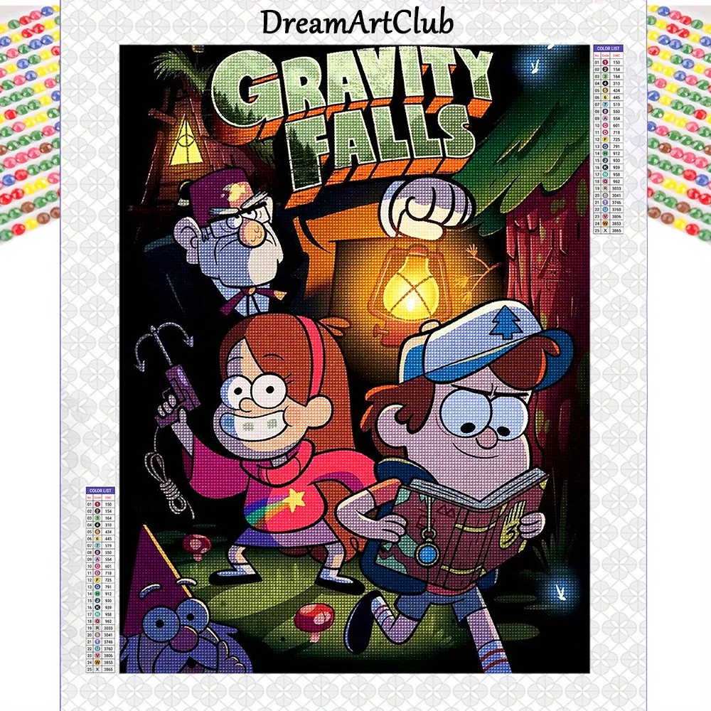 طقم طلاء ماسي 5D من Gravity Falls - فني قماشي كرتوني مقاس 30.0 × 40.01 سم، ديكور منزلي DIY مع تصميم مغامرة مابل وقحافة #2