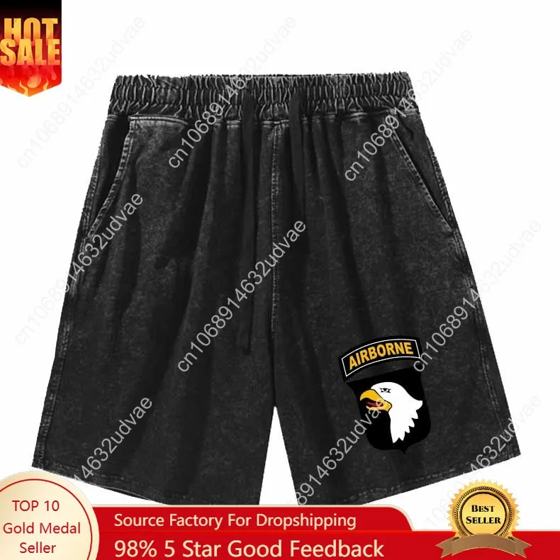 

101st Airborne Shorts Man Woman Teenager Retro Short Pants Vintage Cotton Elastic Soft Beach Shorts Pattern Text Customized Pant