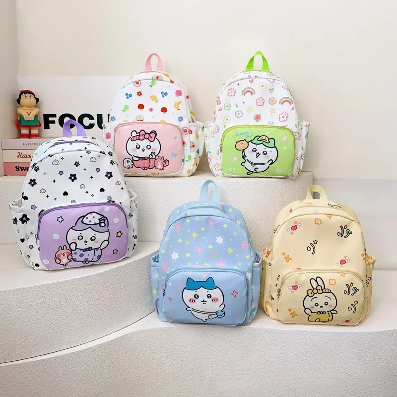 Cute chiikawa childrens cartoon color blocked backpack Usachi high looks lightweight and exquisite student backpack holiday gift