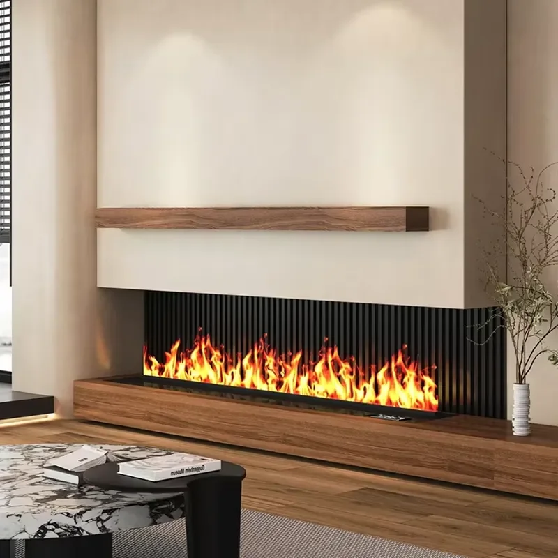For Mist Insert Steel Water Fireplace with Electric Neon Flame and Remote Control for Outdoor & Hotel Use
