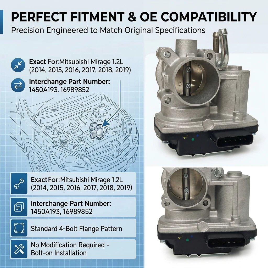 NEW Throttle Body Valve 16989852 For Mitsubishi Mirage G4 1.2L L3 2014 2015 2016-2022 1450A193