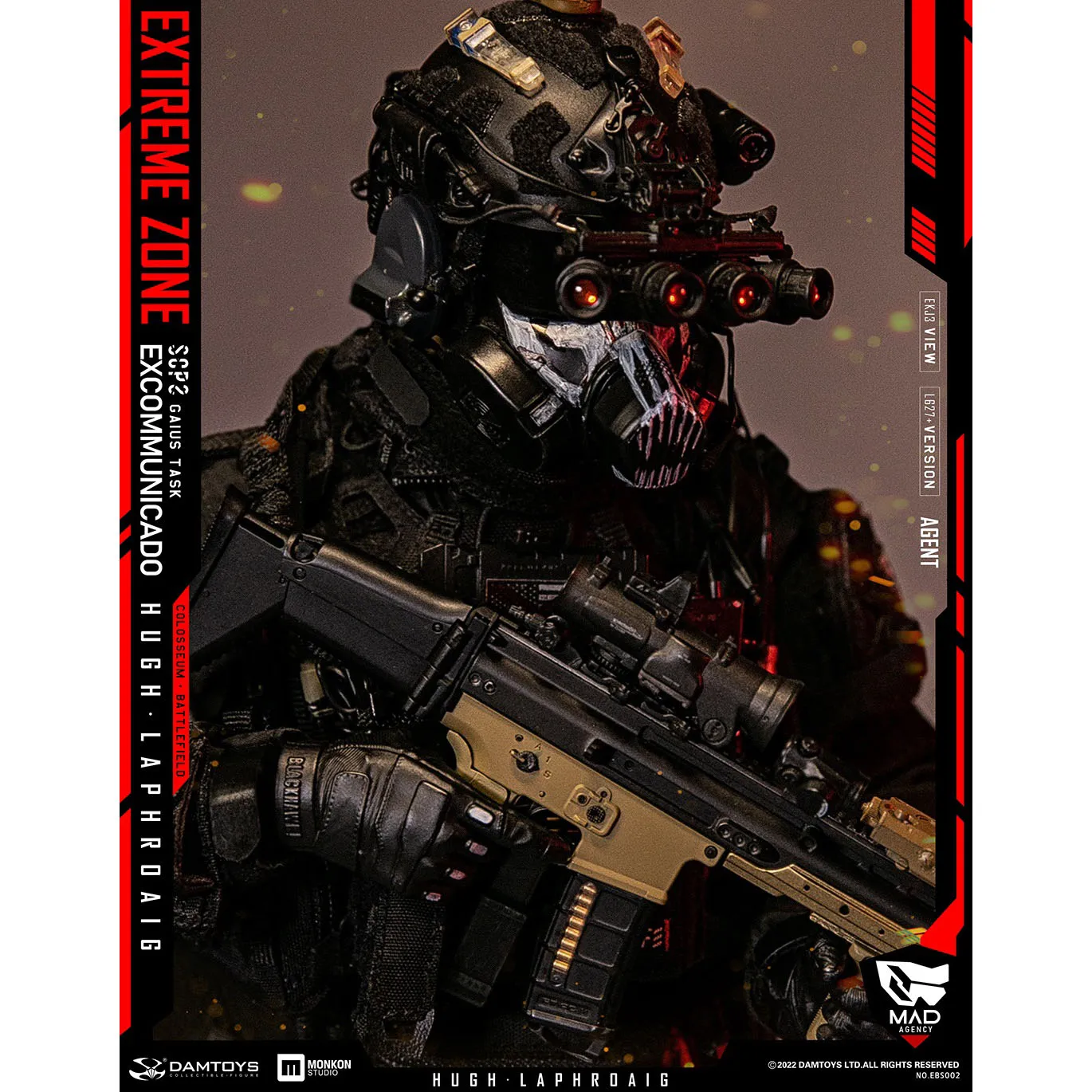 DAMTOYS EBS002 1/6 Scale EXTREME ZONE Agent HUGH LAPHROAIG Collectible Figure Specifications