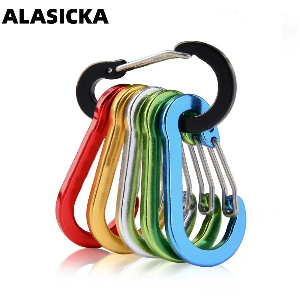 

ALASICKA 6pcs Fishing CC1 Steel Small Carabiner Clips Outdoor Camping Multitools Fishing Accessories Gourd Wire Hook Carabiner