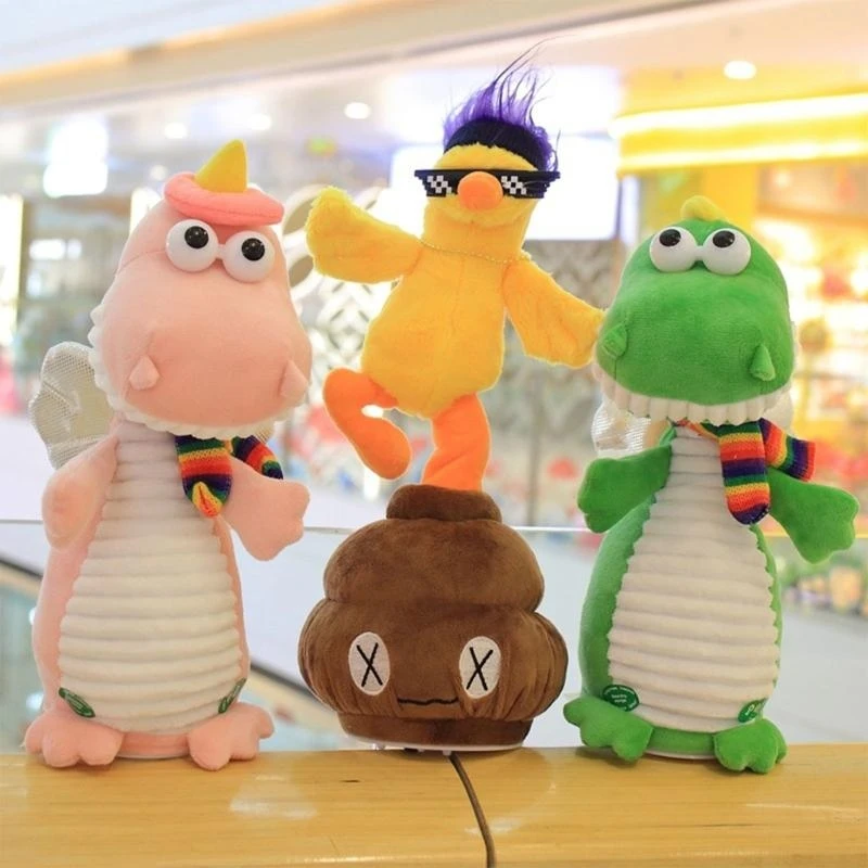 لعبة حيوانات كرتونية قطيفة دمية حيوانات محشوة كهربائية مع صوت موسيقى للأطفال 15UB