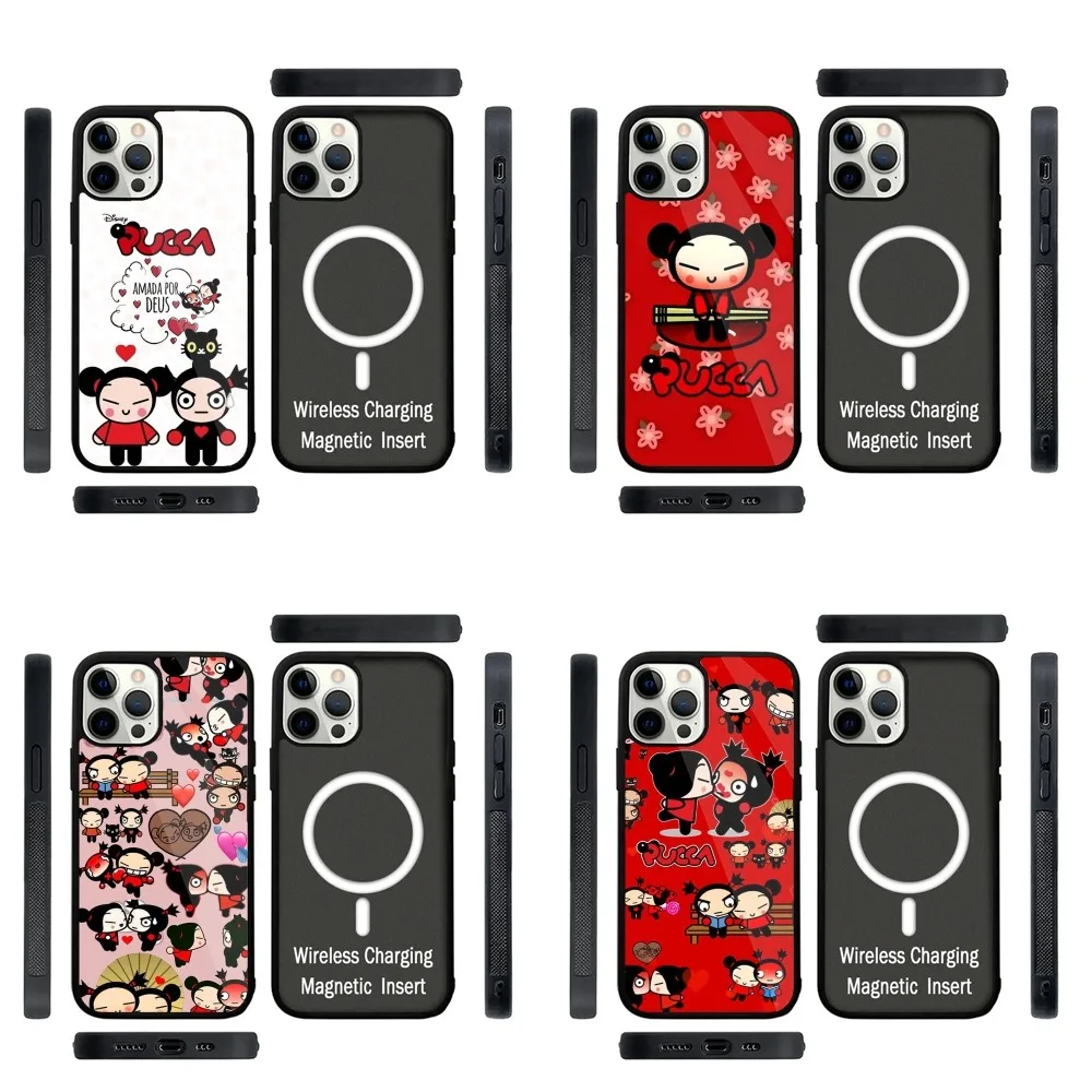 Cartoon P-Pucca Phone Case Strong Magnetic For IPhone 15,14,13,Pro,Max,Plus,11,12,Mini For Magsafe Wireless Charging