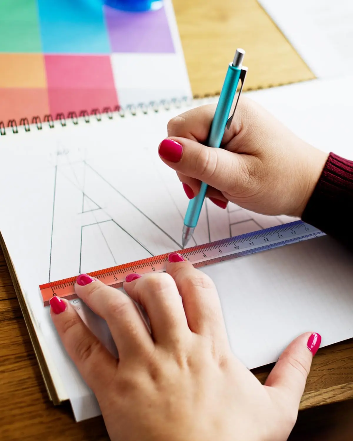 3 Pack Acrylic Clear Ruler, Color Transparent Plastic Ruler, Measuring Tools for Student School Home Office, Three-Dimensional