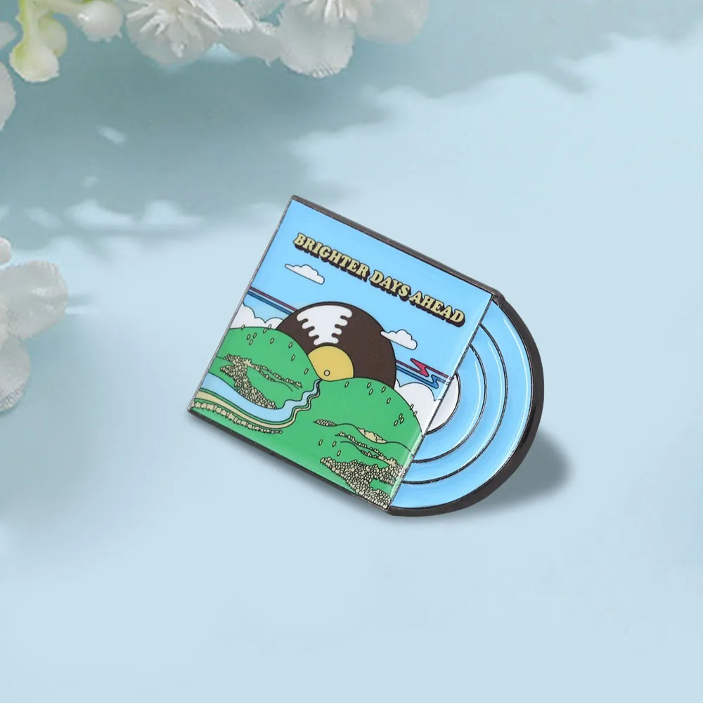 Brighter Days Ahead Vintage Vinyl-Schallplatten-Emaille-Pin Cartoon-Landschaftsbrosche Retro-Musik-Kunst-Anstecknadel Stilvolles Geschenk – Detail 12