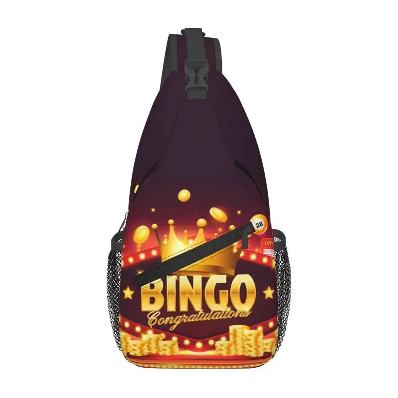 

Customized Bingo Game Play Lover Sling Bags for Men Fashion Shoulder Chest Crossbody Backpack Travel Hiking Daypack