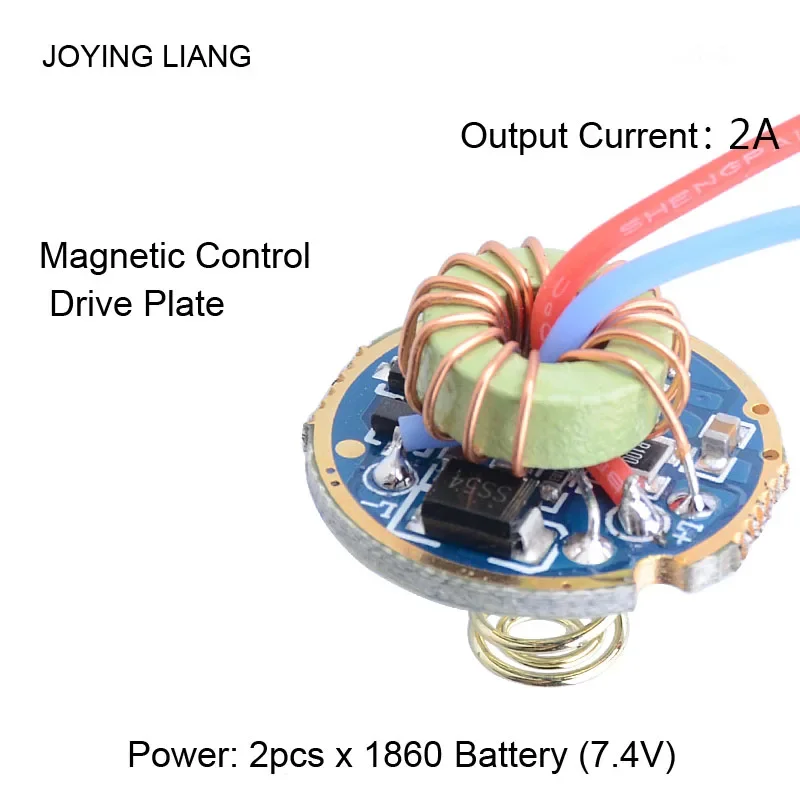 JYL9802 T6U2 Magnetic Control Drive Plate Board Flashlight Repair Accessories 5 Modes 2x18650 7.4V Switch Circuit Board 22mm