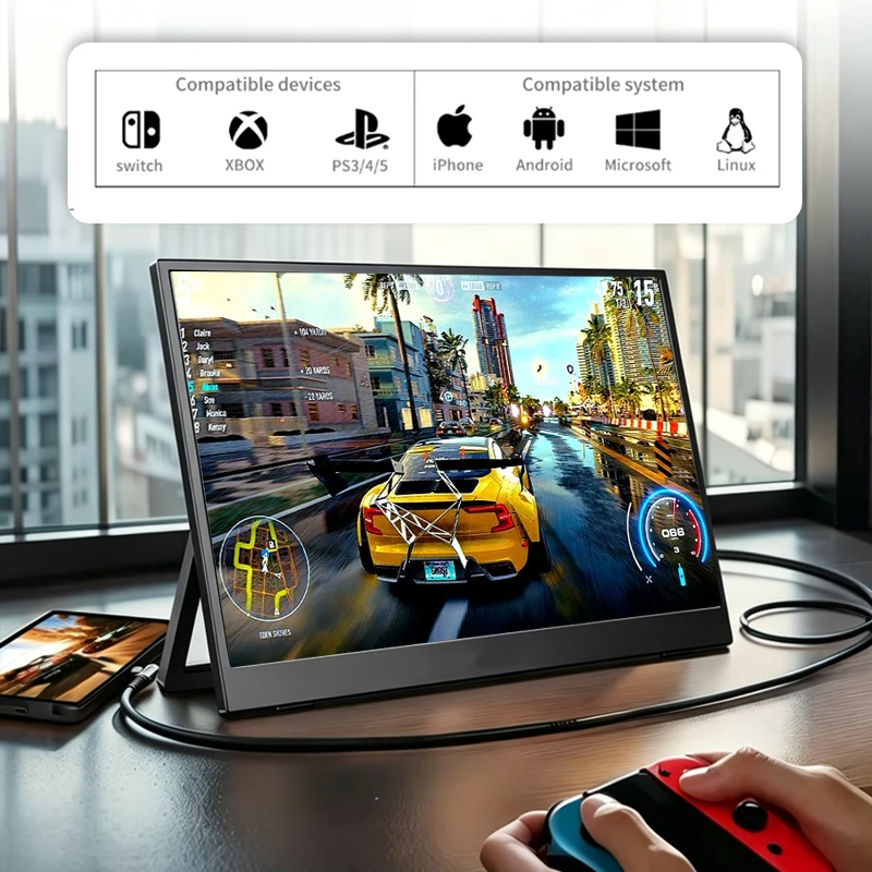 HBCBX 15.6-inch Portable Monitor 100%sRGB IPS 1920x1080P 16:9 USB-C Mini HDMI Phone XBox PS4/5  Extend  Laptop Portable Monitor