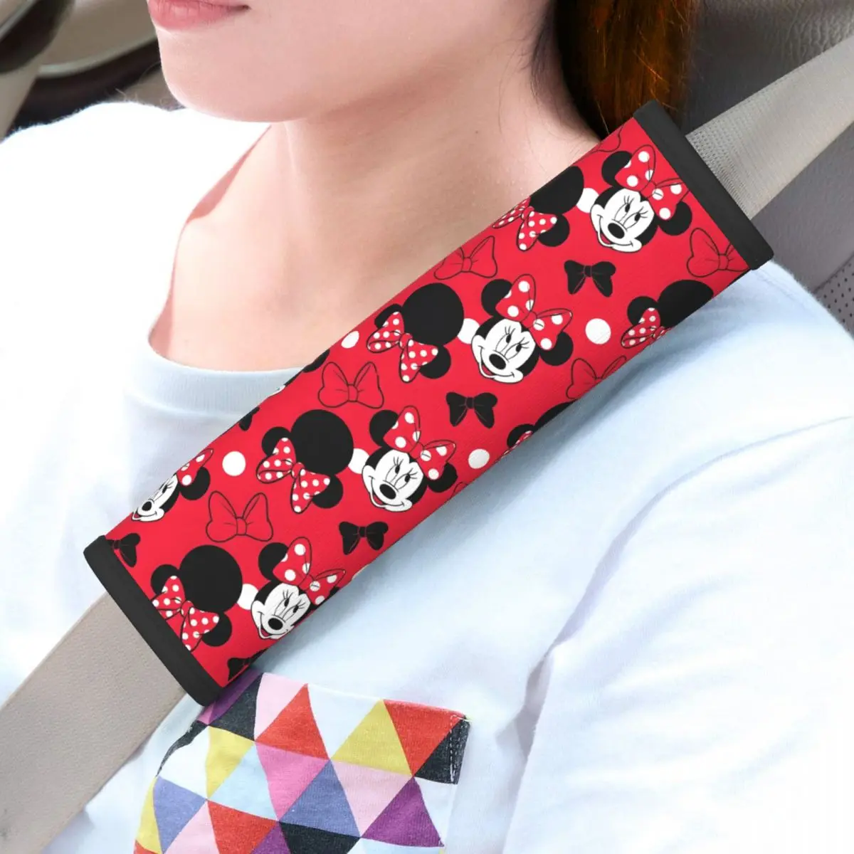 

Custom Cartoon Minnie Car Seat Belt Pads 2 Pack Safe Seatbelt Shoulder Strap Covers