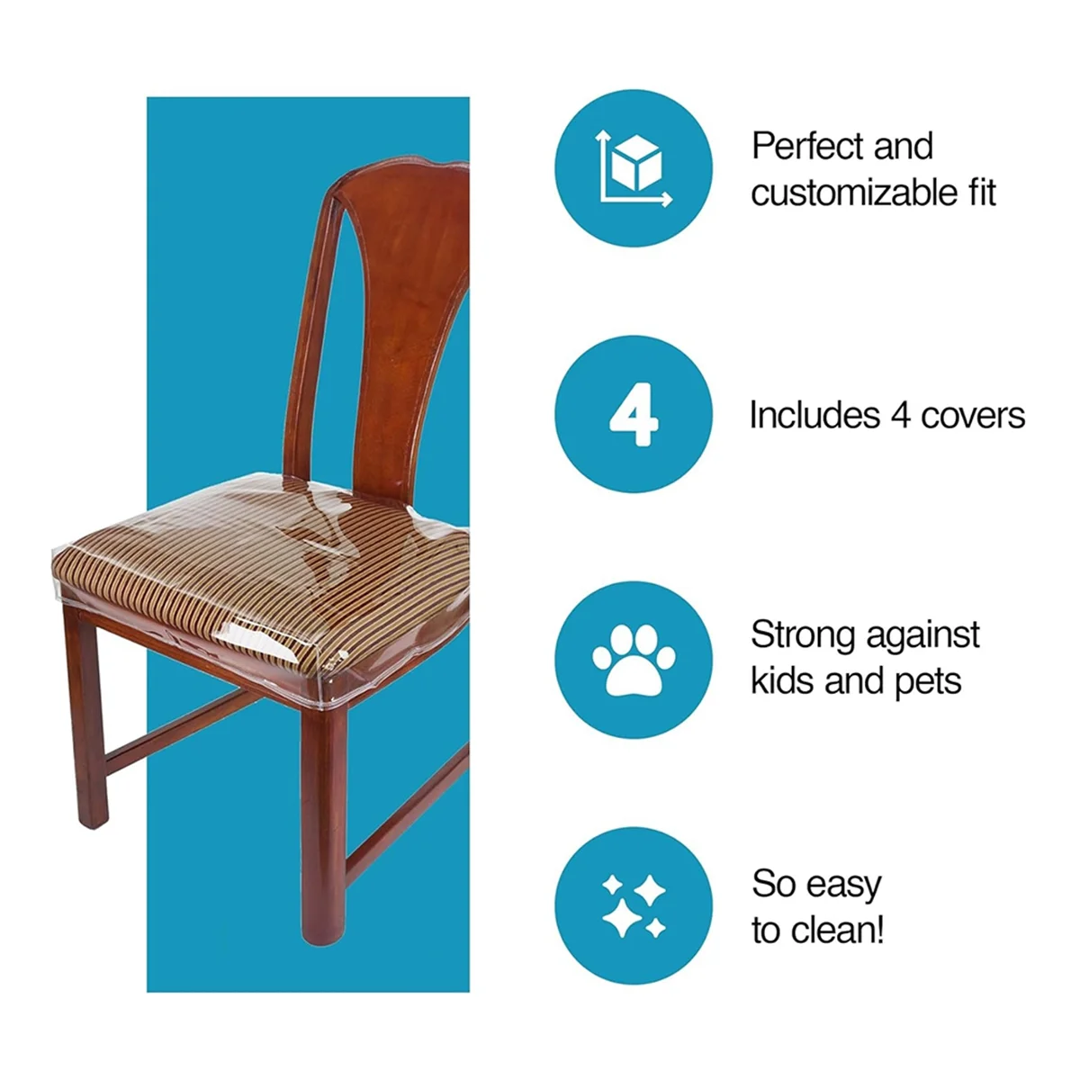 새로운 플라스틱 의자 커버, 식사 의자용 플라스틱 시트 커버, 의자 보호대, 비닐, 쿠션용 방수, 고양이 4팩