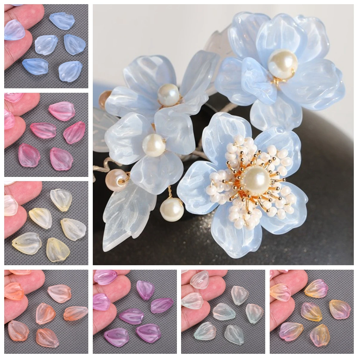 10pcs Floar Petal Shape 14x18mm Handmade Lampwork Glass Loose Pendants Beads For Jewelry Making DIY Flower Findings