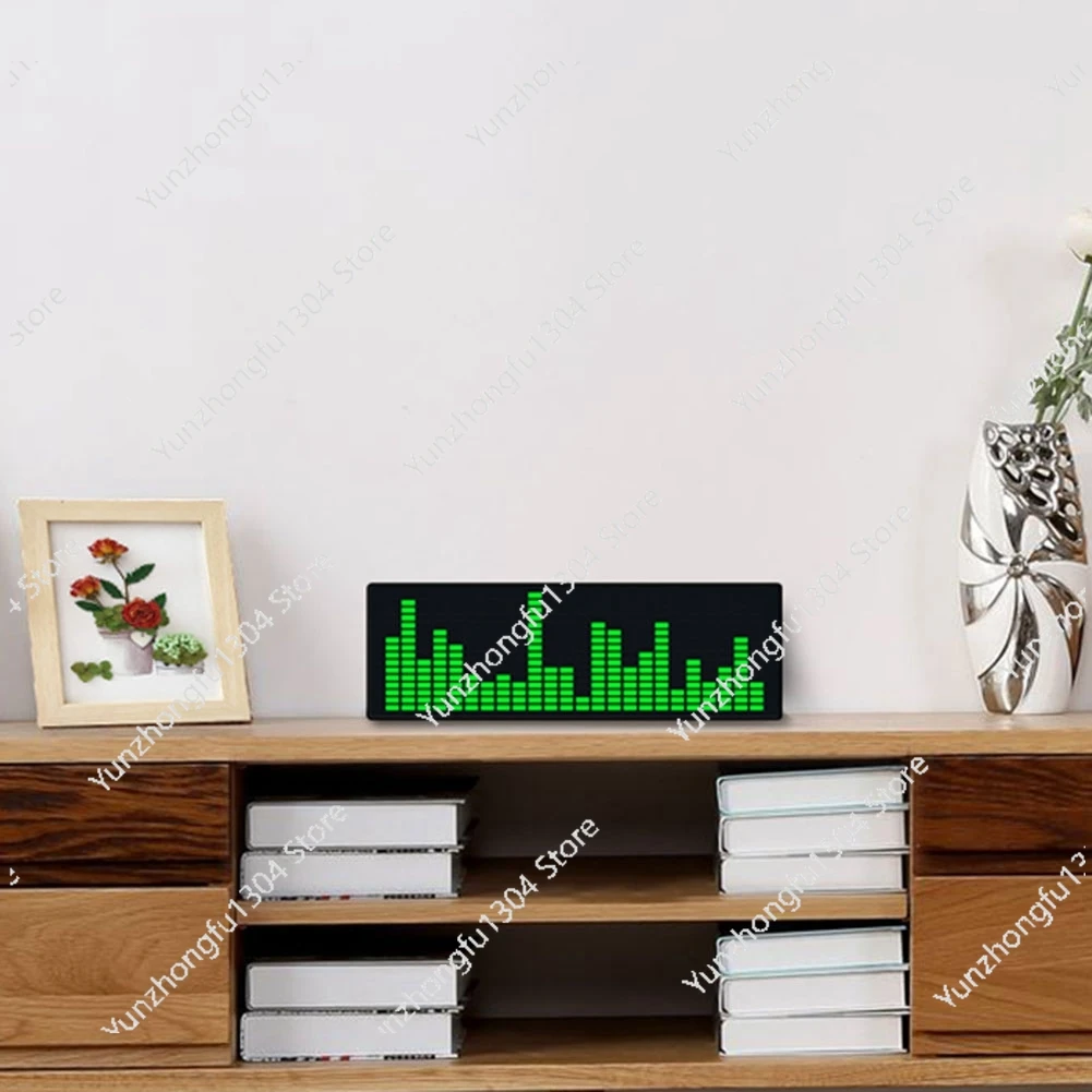 1624 RGB Atmosphere Level Indicator with Clock Display(Wire Control) New LED Music Spectrum Rhythm Lights Voice Sensor