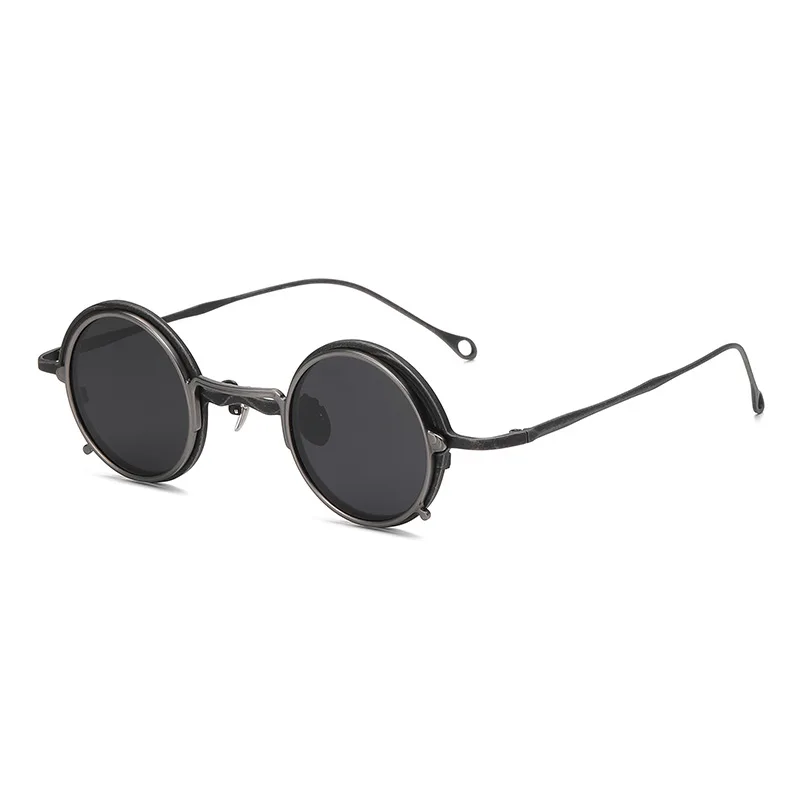 Punk-style Detachable Dual-purpose Pure Titanium Sunglasses for Both Men and Women Can Retro Glasses UV Sunglasses