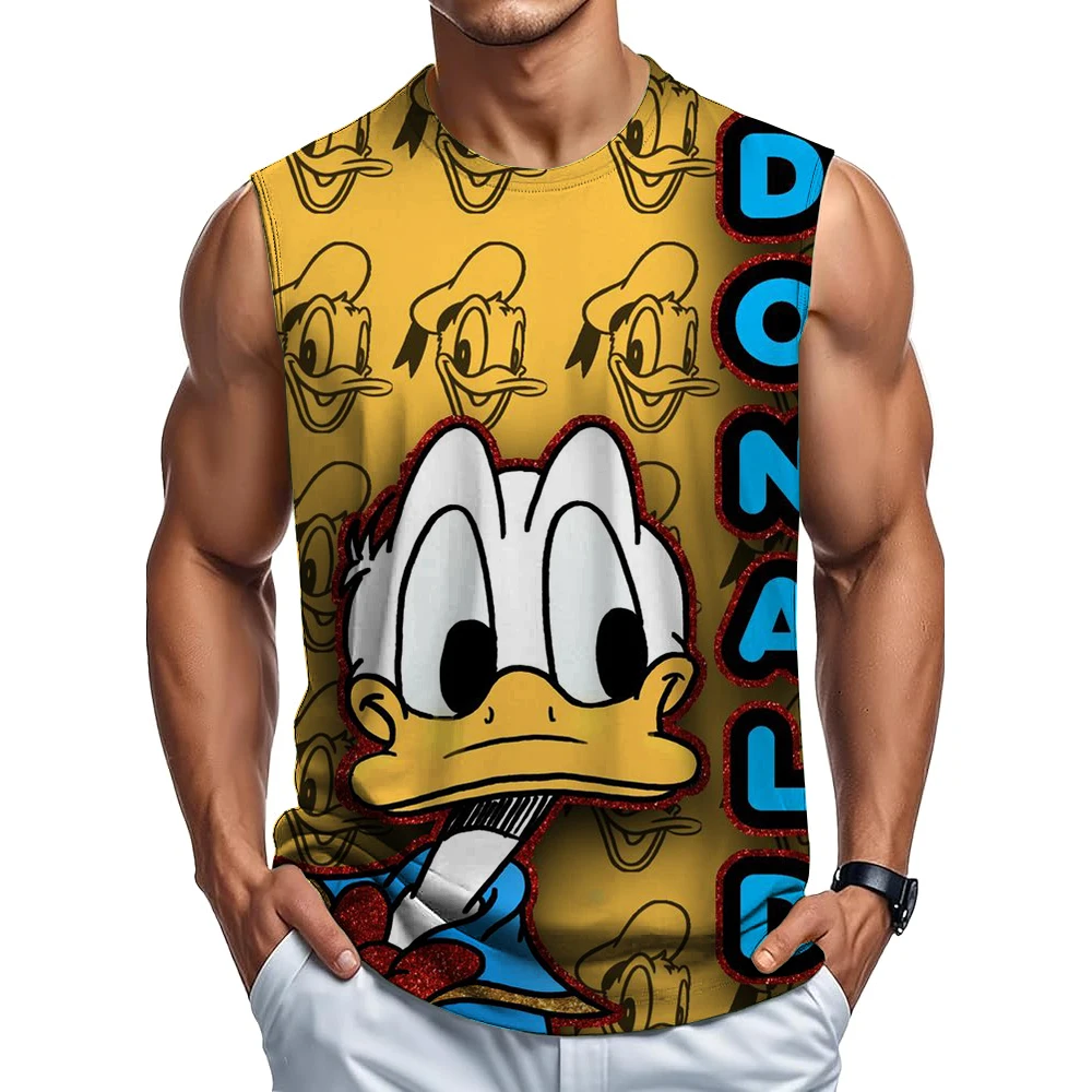 

Summer casual crew neck Short sleeve Sport style vest animated Disney Donald Duck Funny Print men's comfortable Breathable sport