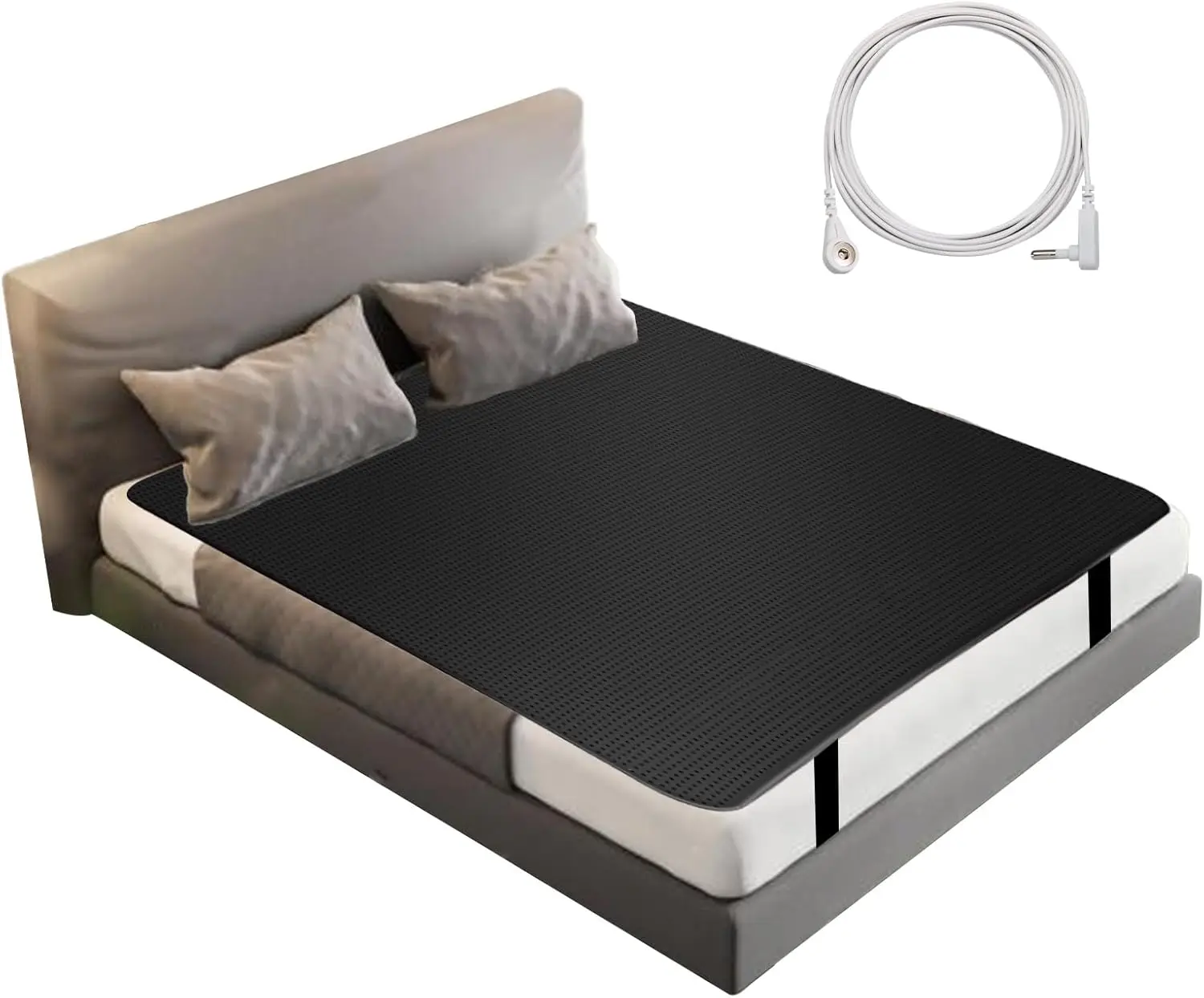 Grounding Earthing Mat for Bed Queen Size Inches with 15ft Cord Anti Static Mat for Better Sleep Stress Relief Pain Reduction