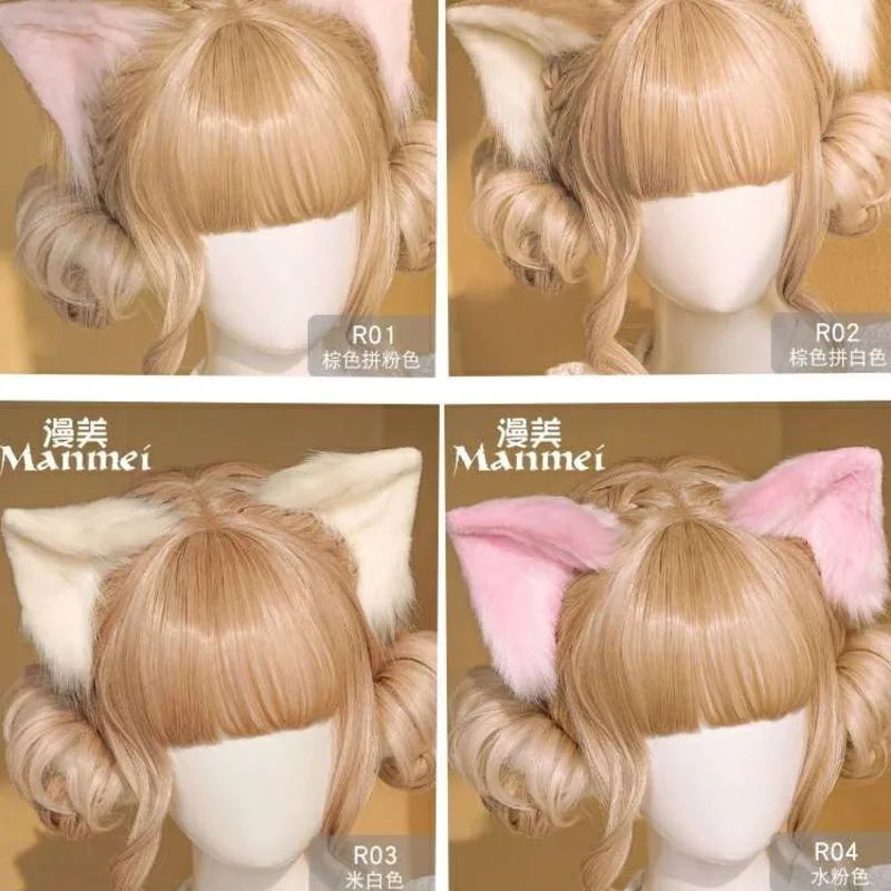 Lolita Hoofddeksels Cosplay Kat Oren Clip Haarbanden Bunny Designer Kawaii Haas Op Het Hoofd Pluche Anime Accessoires Japans Haar