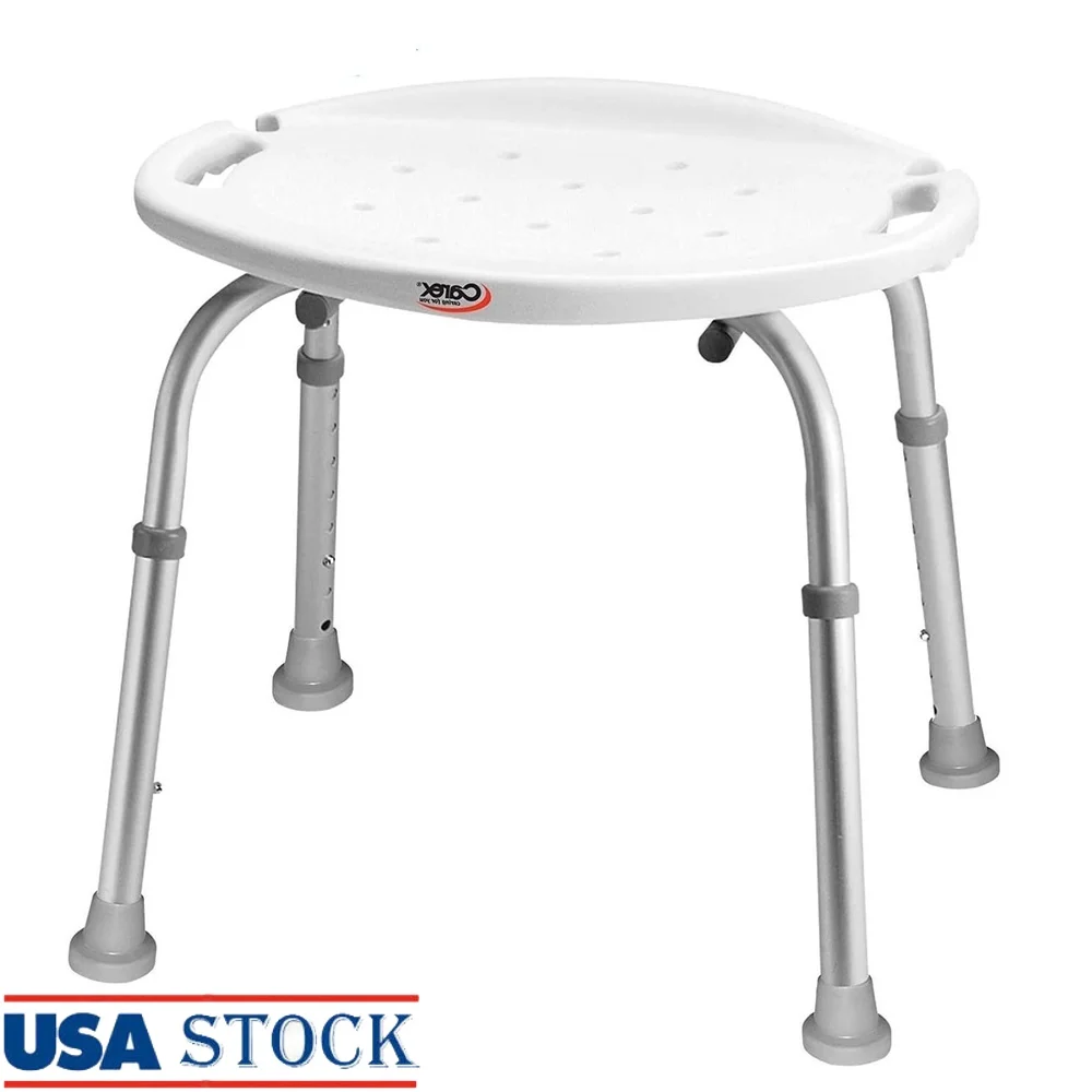 

Adjustable Bath Shower Seat Stool Aluminum Legs 350lb Capacity Durable Plastic Non-Slip Handles Tool-Free Assembly Enjoy Comfort