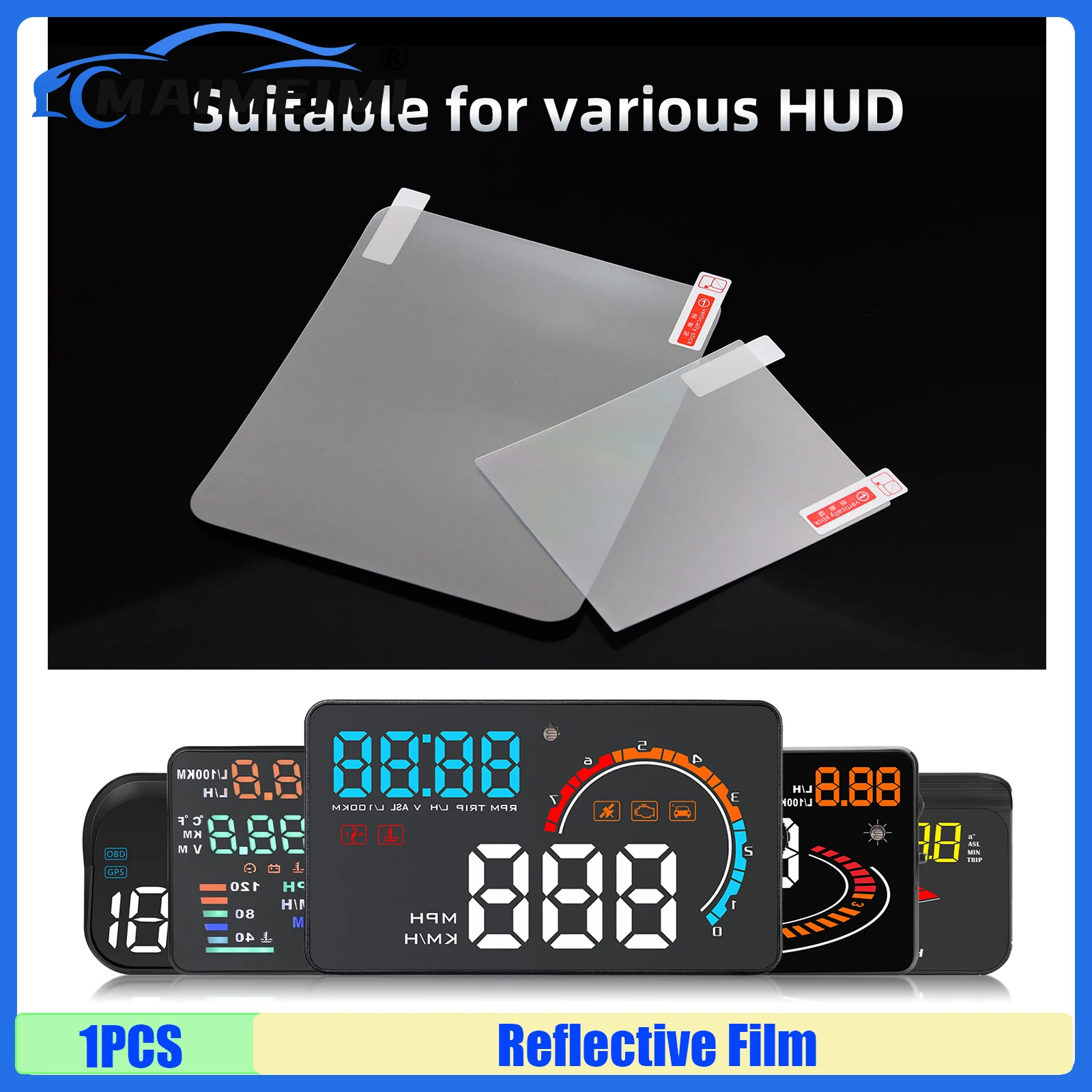 MAIMEIMI 150X125mm 100X80mm Car HUD Reflective Film Head Up Display Protective Reflective Screen Consumption Auto Accessories