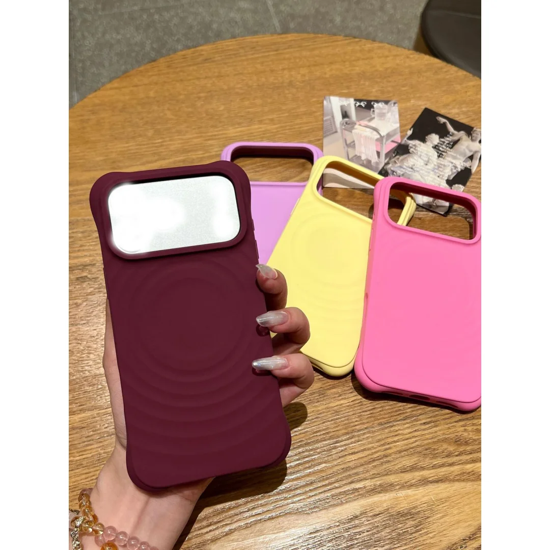 Ins Korean Style Simple Ripple Texture Liquid Silicone Magnetic Phone Case Magsafe Cover For Iphone 17 Pro Max Iphone 15 Gifts