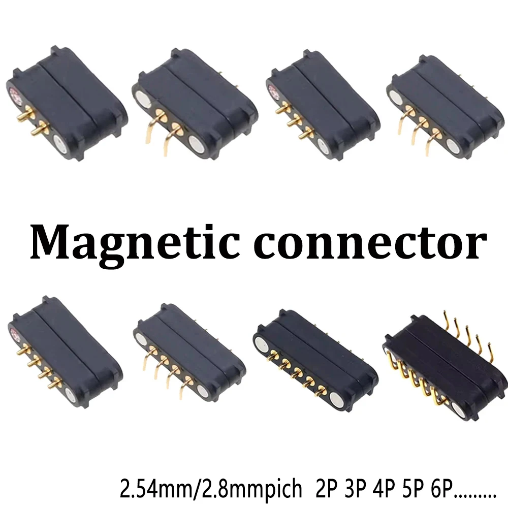 1set 2A 2Pin DC Magnetic Pogo Pin Connector 2 3 4 5 Pin Pogopin Male Female Spring Loaded DC Power Socket Pitch 2.54mm 2.80mm