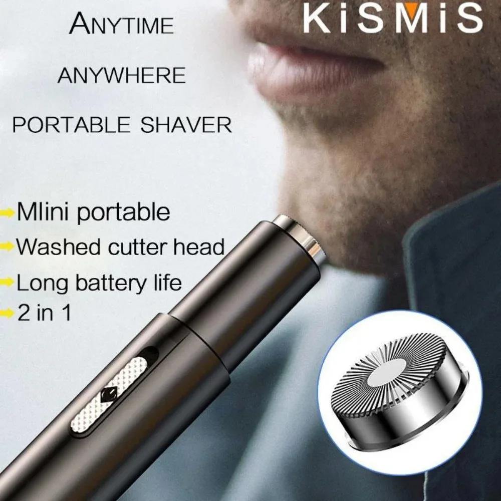 KISMIS 2IN1 USB Rechargeable Trimmer For Nose And Ear Hair Metal Shaver Electric Shaver Trim Nose Hair For Women And Men