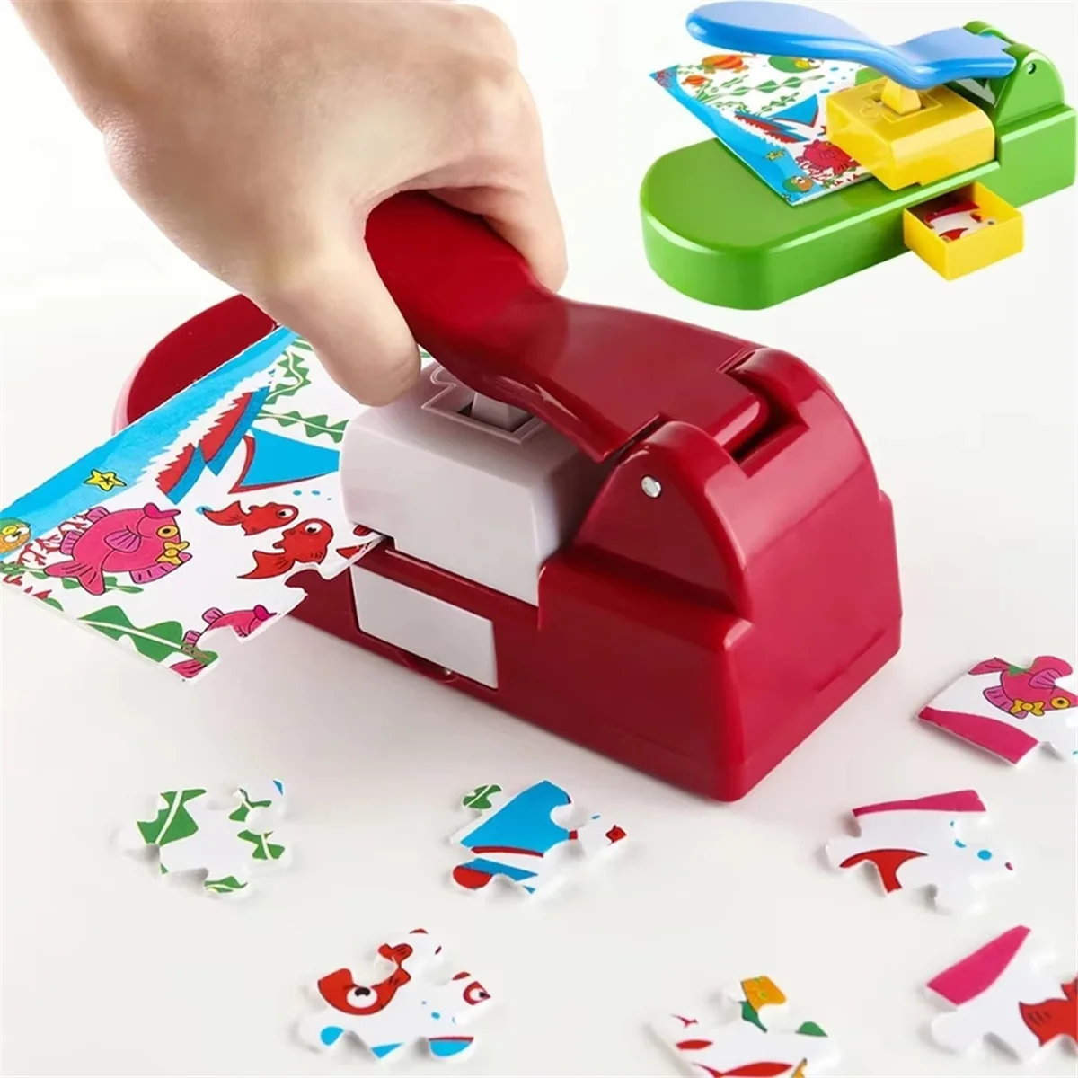 A79G Jigsaw Puzzle Making Machine Red Picture Photo Cutter Puzzle Maker for 4x6 Inch Puzzles Kids DIY Handmade Toys Tool