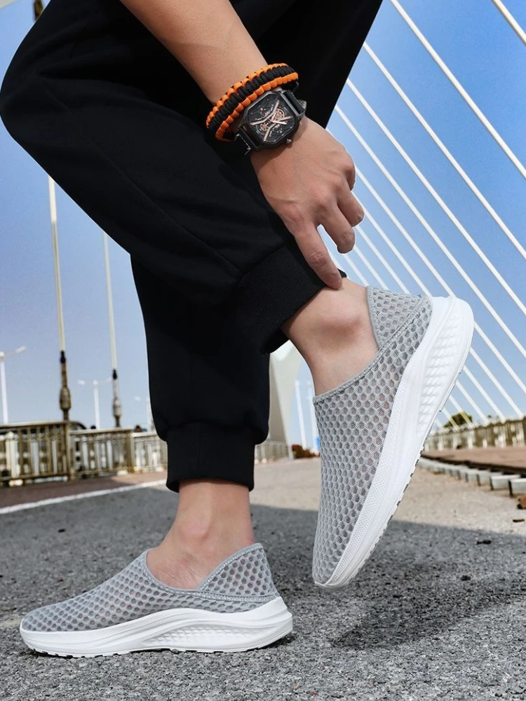 

Дышащая мужская спортивная обувь, серая, быстросохнущая, легкая, корейская, уличная, без кожи, стильные мужские повседневные кроссовки для прыжков