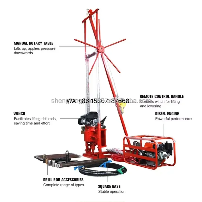 Wmwmnu for Best Mini Core Drilling Rig for Geotechnical Engineering 30m Depth Soil Testing Featuring Gearbox and Pump