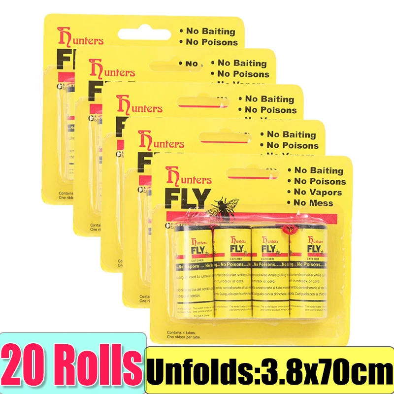 Strong Double Sided Fly Sticky Tape Strong Self-adhesive Paper Strip for Flying Insect Bug Mosquitos Catcher Roll Killer Traps image 3