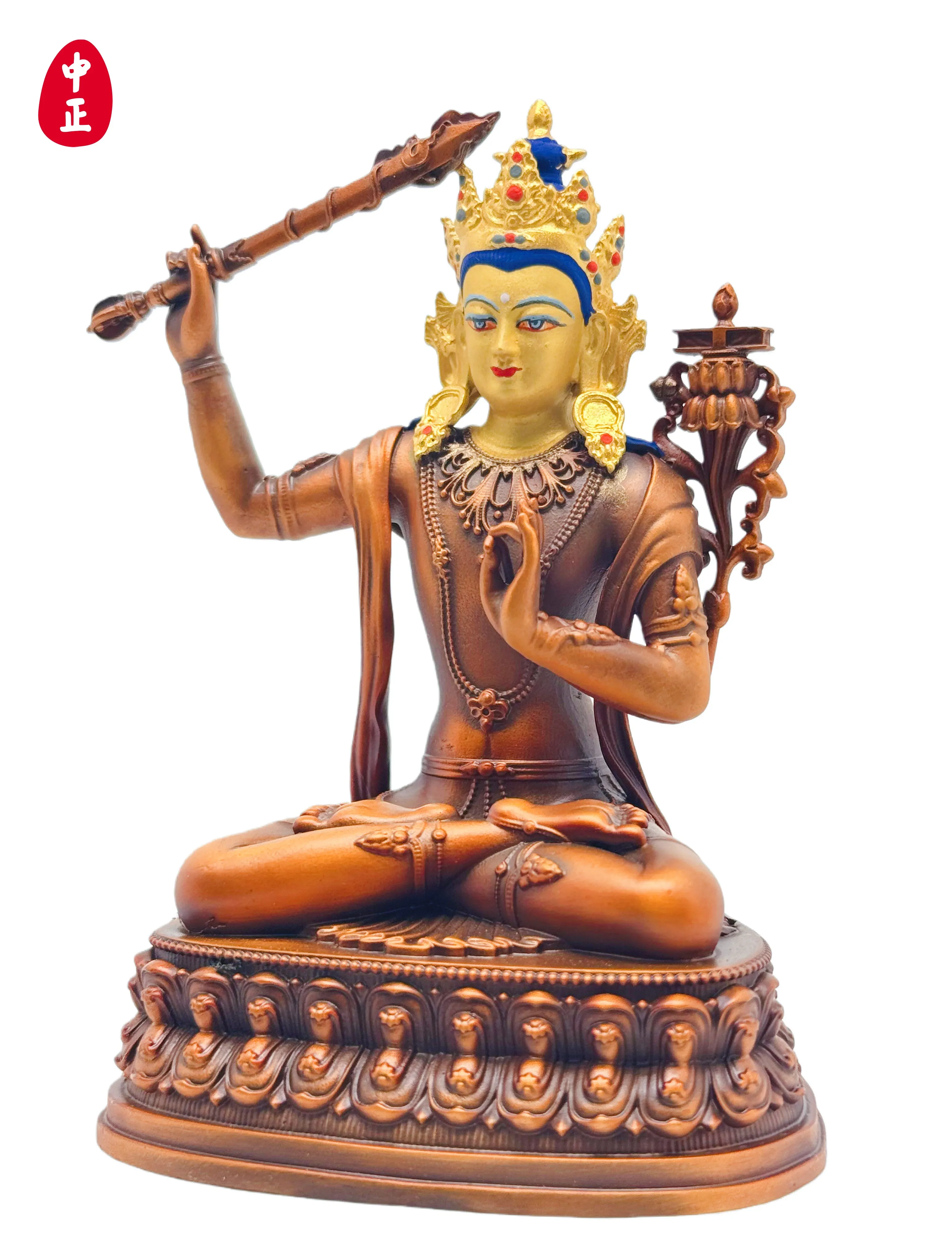 Holding the sword Manjushri Manjushri Bodhisattva mud gold face painting 10 cm Zhongzheng statue supports customized handicraft