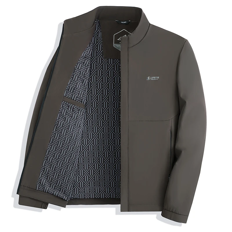 

Повседневная мужская куртка для отдыха, 2025 г., деловая мужская куртка с воротником на весну и осень, однотонная куртка для отдыха, мужская куртка