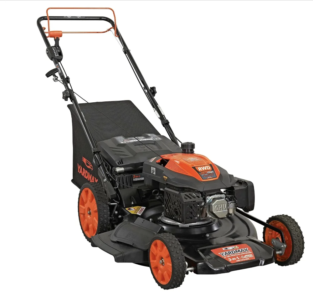 

22 in. 201cc Select PACE 6 Speed CVT High Wheel RWD 3-in-1 Gas Walk Behind Self Propelled Lawn Mower, Black