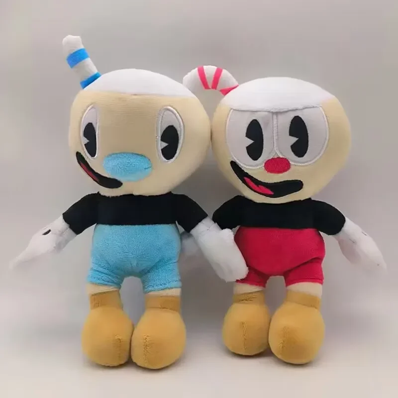 2Pcs/Set Anime Cuphead Mugman Plush Doll Stuffed Toys 24CM