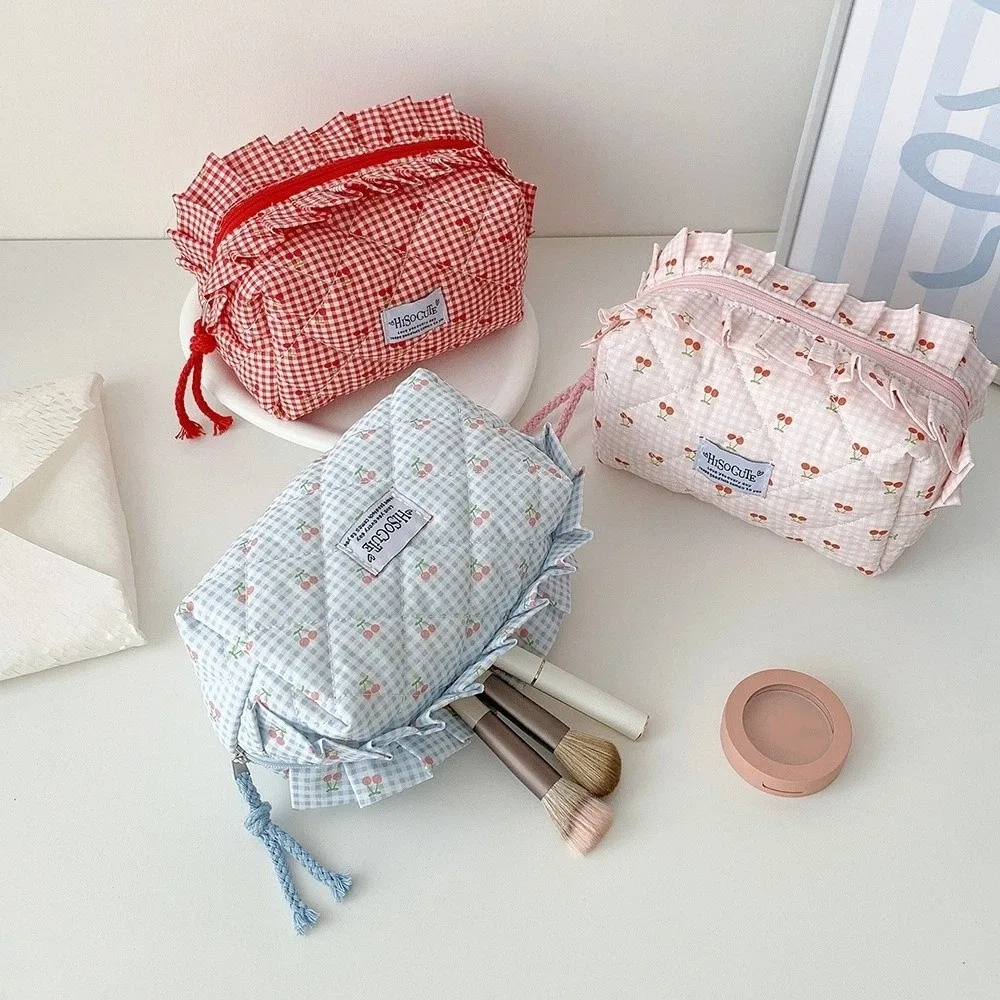 Single Layer Fruit Cherry Pencil Bag Cute Design Makeup Pouch Korean Cherry Pencil Case Large Capacity School Pencil Box