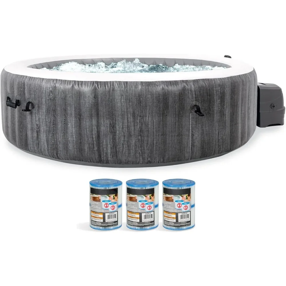 

85" X 25" Outdoor Hot Tub with 6 Type S1 Pool Filter Cartridges, Bubble Jet Spa, Portable Inflatable 6 Person Round Hot Tub