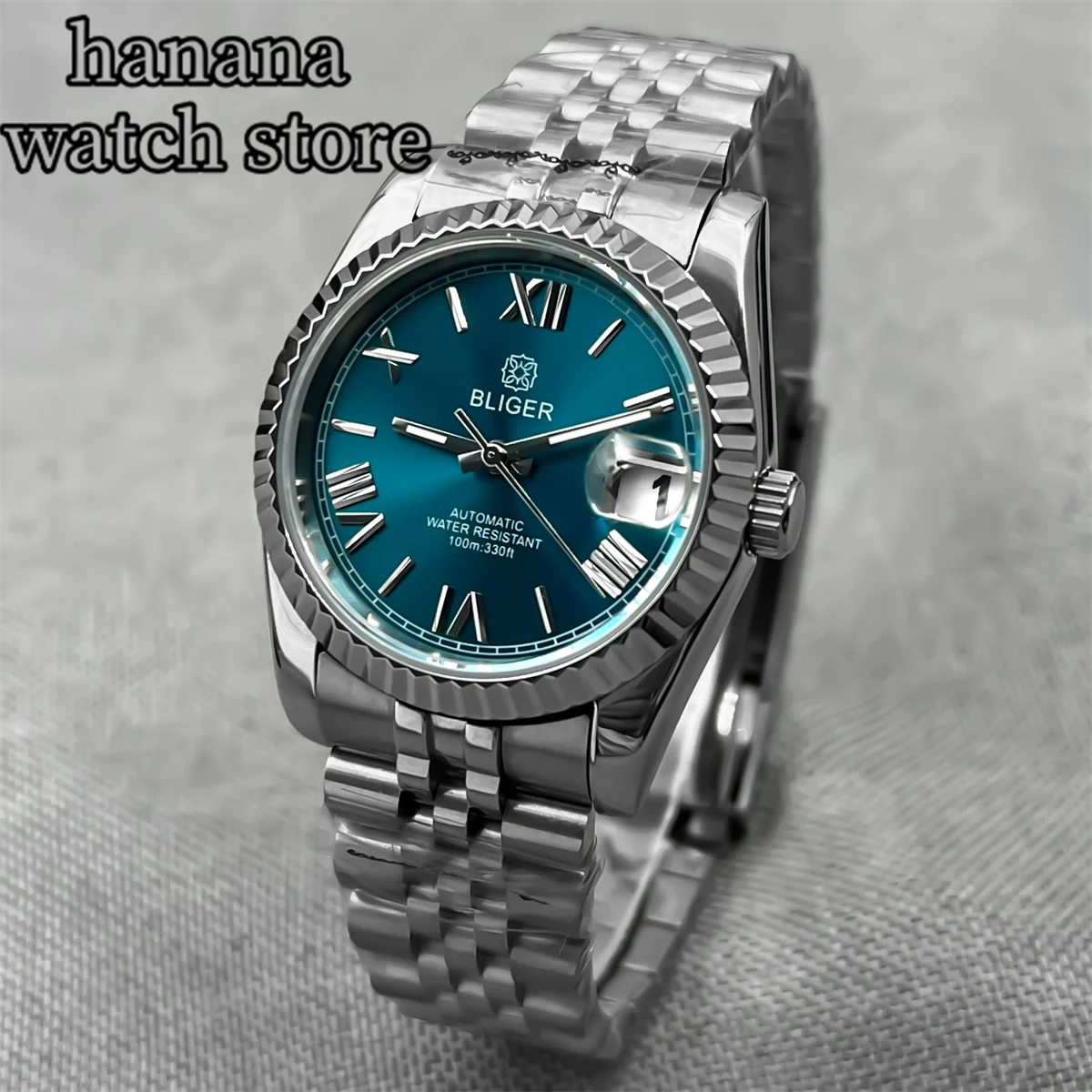 

BLIGER 36mm /39mm Blue dial NH35 Automatic mechanical Men's Watch Sapphire glass 316L stainless steel bracelet