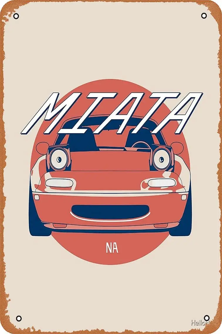 Miata (Hinomaru) Poster Metal Tin Sign 8 x 12 Vintage Retro Man Cave Wall Decor.
