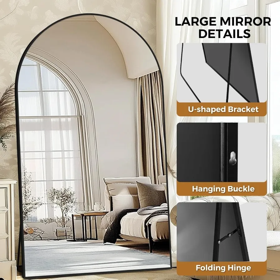 Cermin Ukuran Besar 72x44 Inci untuk Kamar Tidur Ruang Tamu Lemari Dipasang di Dinding atau Cermin Berdiri dengan Bingkai Aluminium